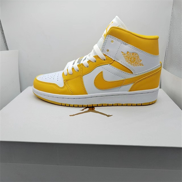 Men's Running Weapon Air Jordan 1 White/Yellow Shoes 0288